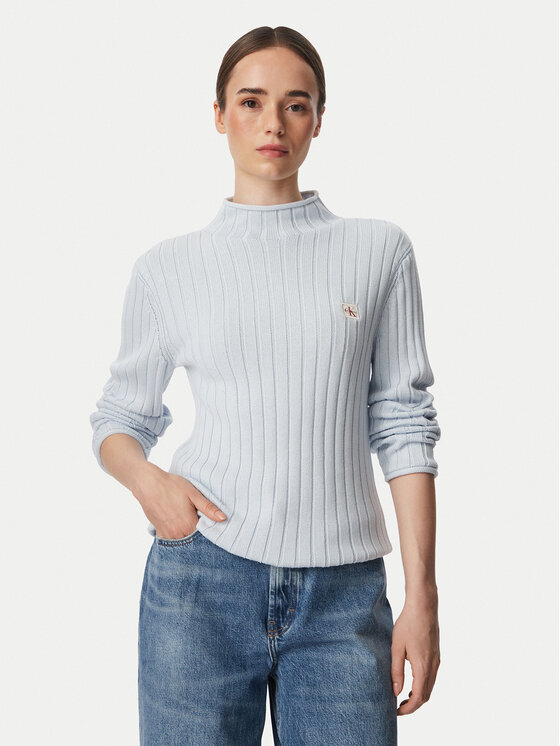 Calvin Klein Jeans Sweter LV047H304G Niebieski jasny Regular Fit