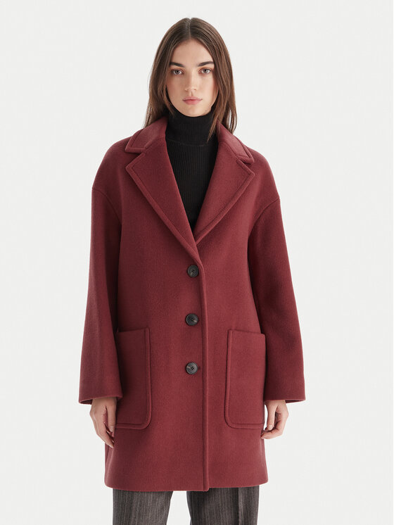 MAX&Co. Płaszcz wełniany 2526016023200 Bordowy Regular Fit