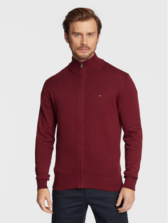 Tommy Hilfiger Kardigan MW0MW28050 Bordowy Regular Fit