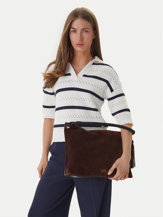 Tommy Hilfiger Torebka Th Statement Leather Bag Suede AW0AW18402 Brązowy