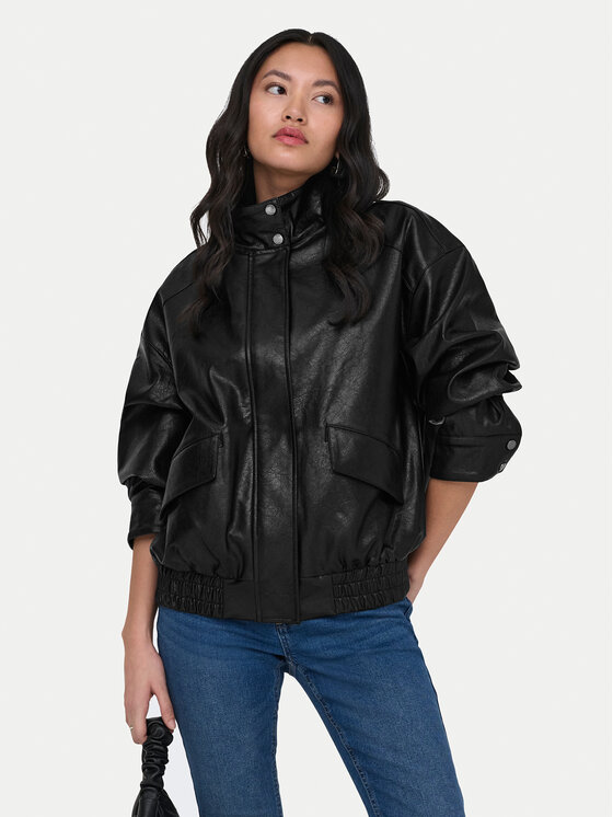 ONLY Kurtka z imitacji skóry Julia 15373024 Czarny Loose Fit