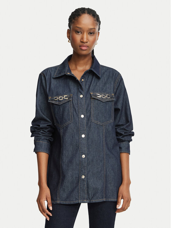Liu Jo Koszula jeansowa UF6104 D0268 Granatowy Slim Fit