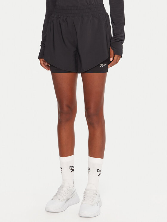 Reebok Szorty sportowe RK25186CCW Czarny Slim Fit