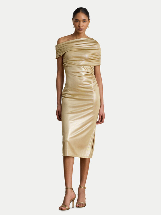 LAUREN RALPH LAUREN Sukienka koktajlowa 253P13991001 Złoty Slim Fit