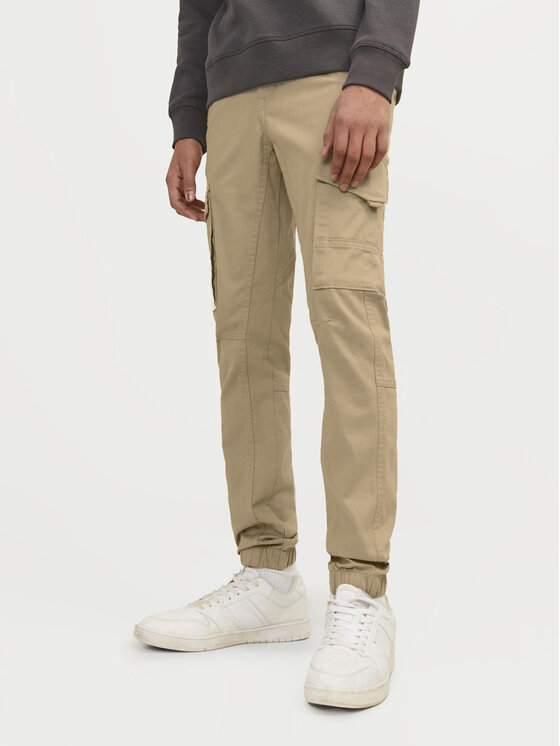 Jack & Jones Junior Spodnie materiałowe Paul 12193900 Beżowy Slim Fit