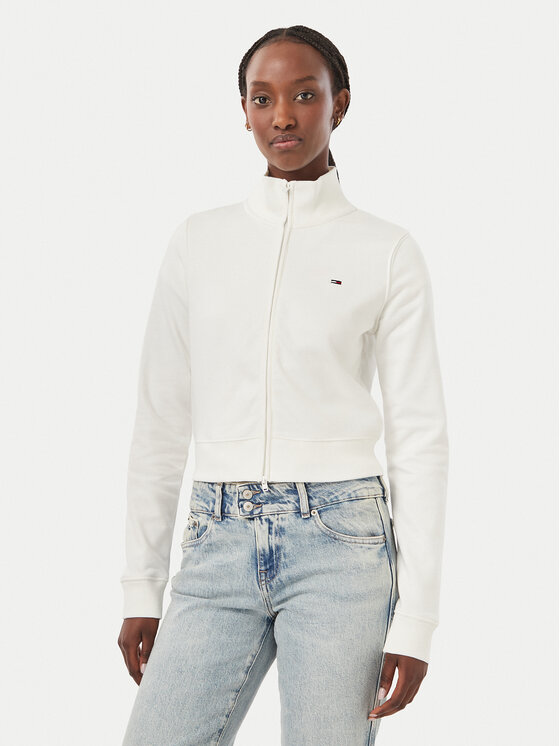 Tommy Jeans Bluza Flag DW0DW23535 Biały Slim Fit