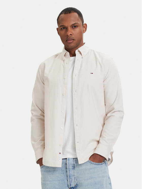 Tommy Jeans Koszula DM0DM21298 Beżowy jasny Regular Fit