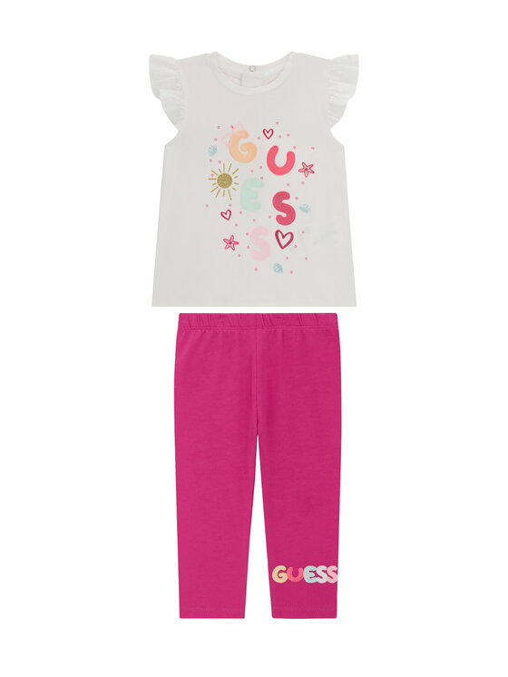 Guess Komplet t-shirt i legginsy A6GG08 K6YW4 Biały Regular Fit