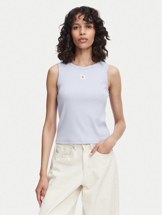 Calvin Klein Jeans Top LV047C201G Niebieski jasny Slim Fit