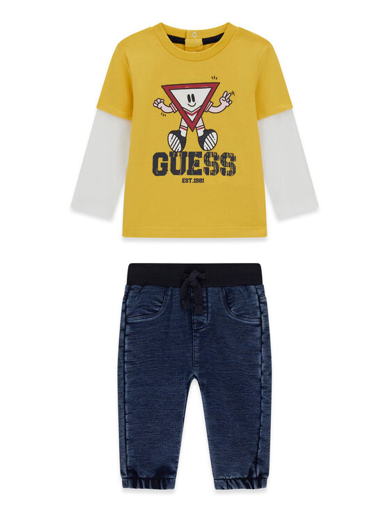 Guess Komplet bluzka i spodnie I6YG04 K3973 Żółty Regular Fit