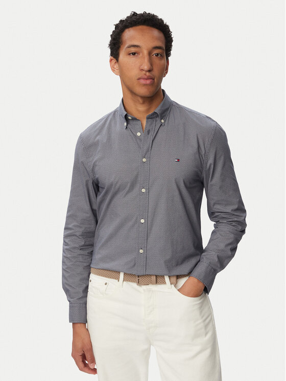 Tommy Hilfiger Koszula Flex MW0MW43317 Szary Slim Fit