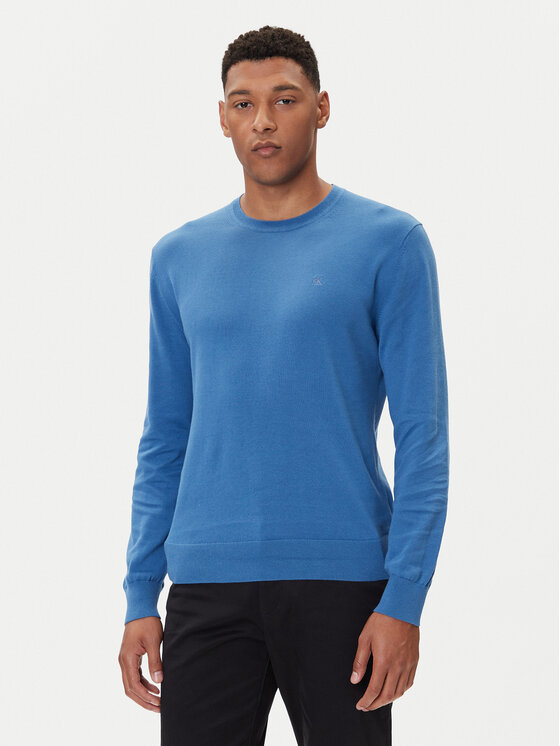 Calvin Klein Sweter LV040BM343 Niebieski Regular Fit