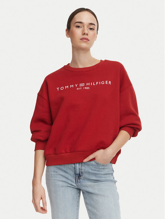 Tommy Hilfiger Bluza WW0WW47831 Czerwony ciemny Regular Fit
