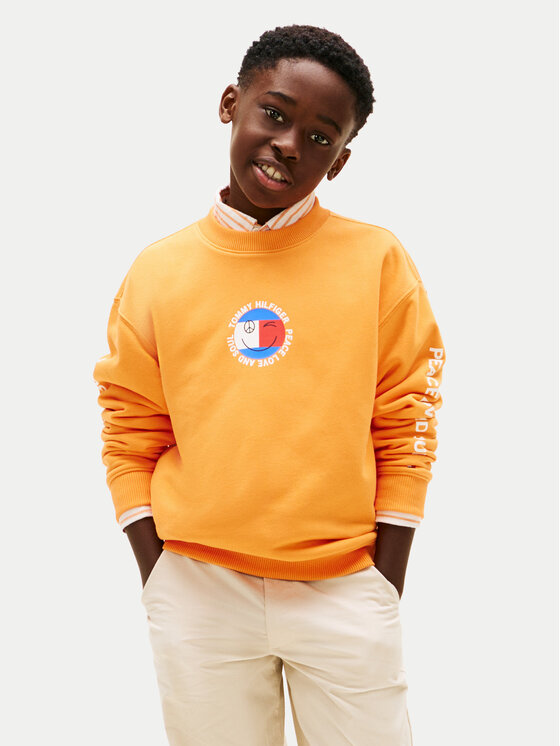 Tommy Hilfiger Bluza Smiley Flag KB0KB10258 Pomarańczowy Regular Fit