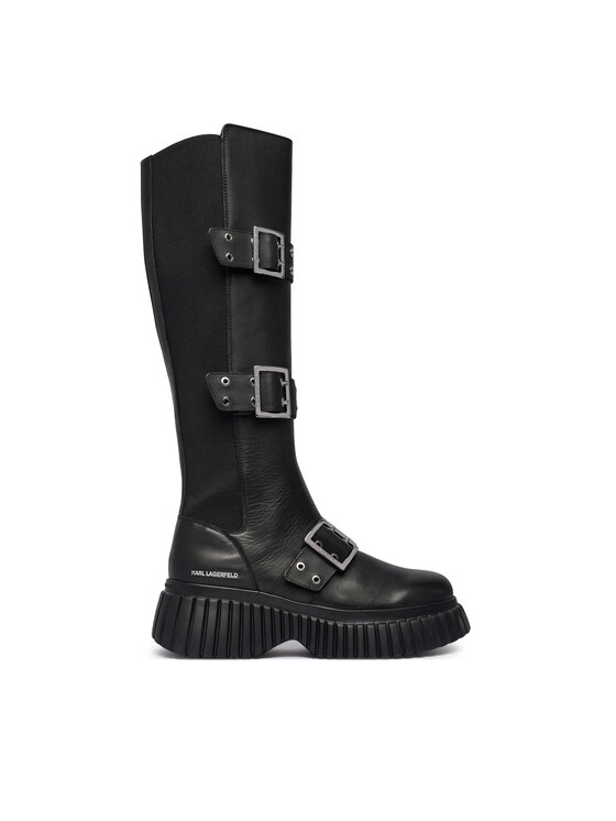 KARL LAGERFELD Kozaki Kreeper Wedge KL44490 Czarny