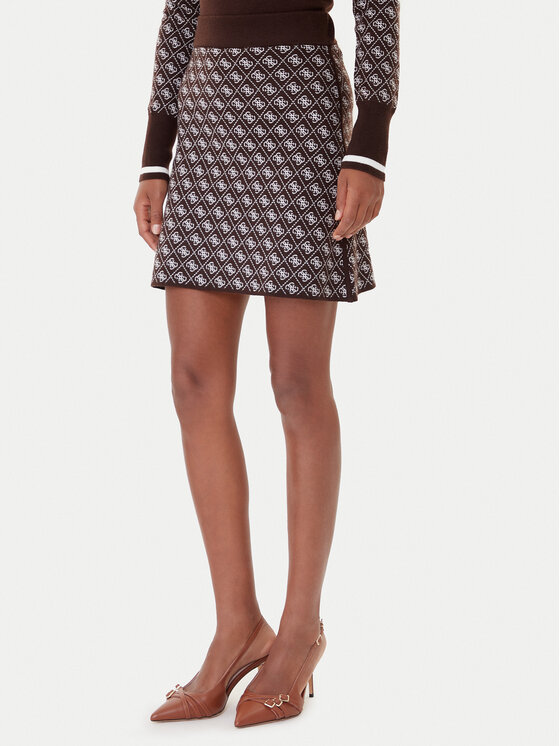 Guess Spódnica ołówkowa W5BD81 Z3JD2 Brązowy ciemny Slim Fit