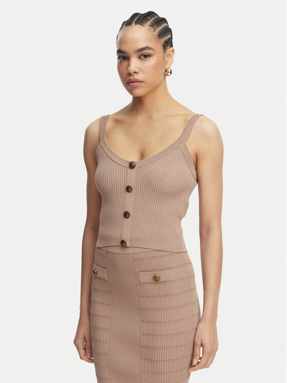 Guess Top W5YR10 Z0130 Brązowy Regular Fit