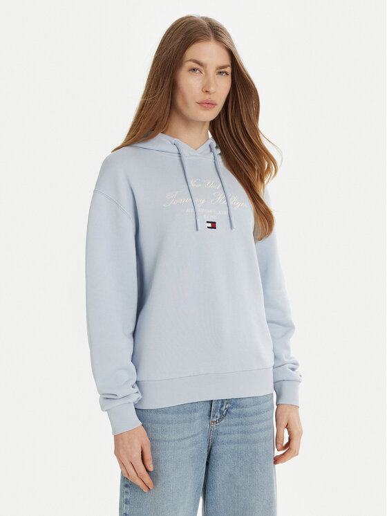 Tommy Hilfiger Bluza Modern Script Graphic WW0WW43842 Błękitny Regular Fit