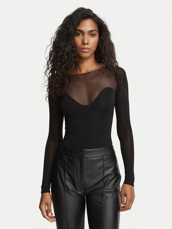 Elisabetta Franchi Body BO-056-67E2-V250 Czarny Fitted Fit