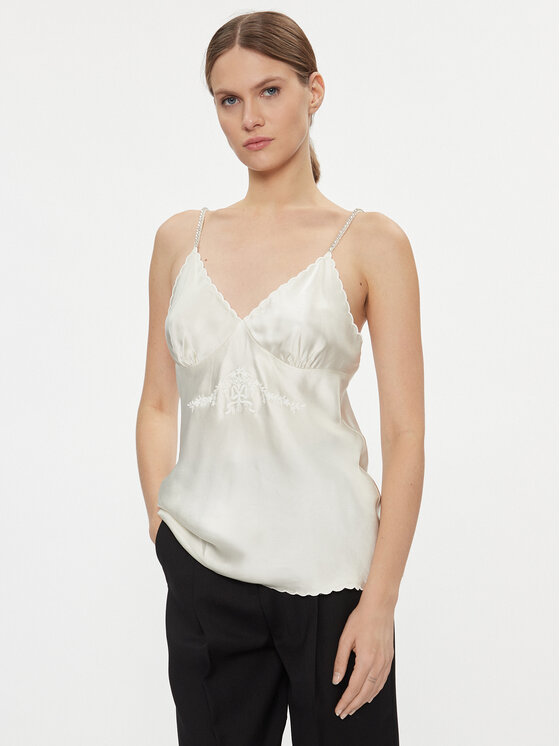 TWINSET Top 232TT2061 Écru Slim Fit