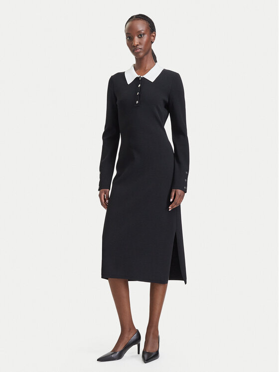 KARL LAGERFELD Sukienka dzianinowa B4W13054 Czarny Regular Fit