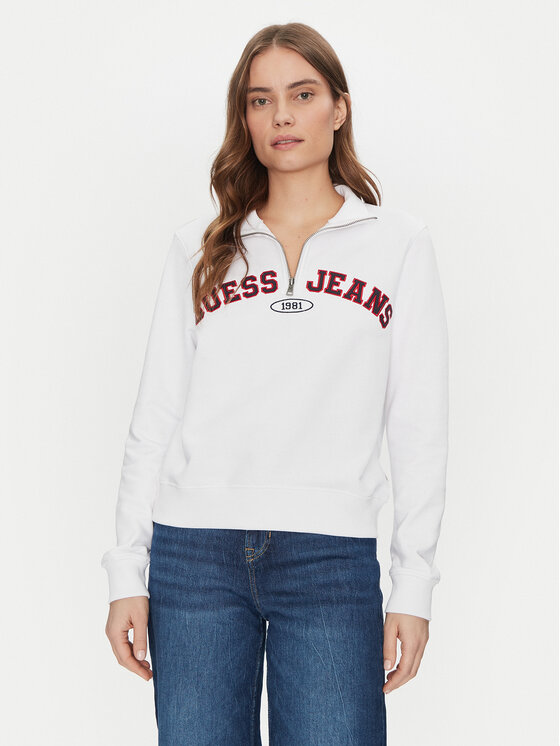 Guess Jeans Bluza W5RQ25 K68I4 Biały Regular Fit