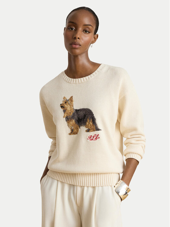 LAUREN RALPH LAUREN Sweter 200B27841001 Beżowy jasny Relaxed Fit
