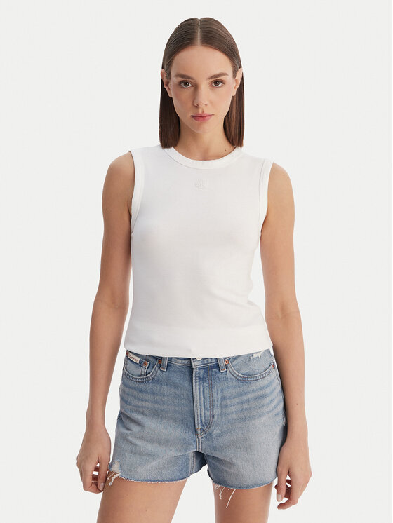 Calvin Klein Jeans Top LV047B265G Biały Slim Fit