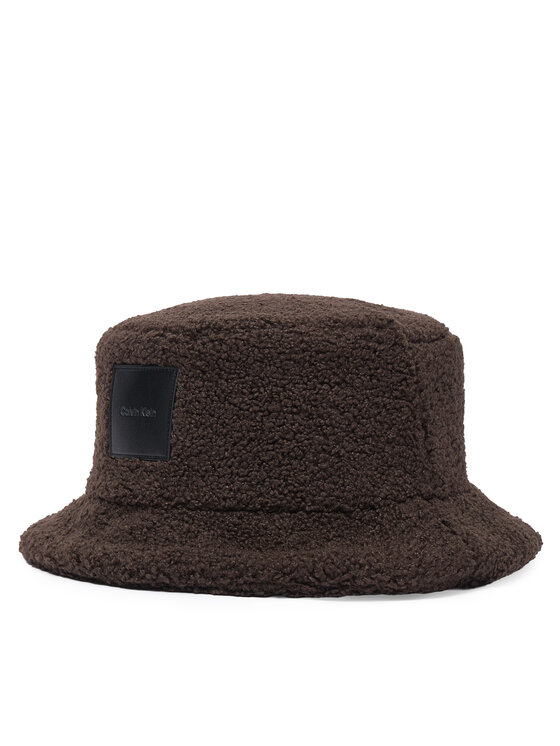 Calvin Klein Kapelusz All-Over Sherpa W/ Patch Bucket LV04F5097G Brązowy ciemny