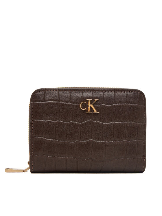 Calvin Klein Portfel Ck Croc Medium Flap Zip Around LV04F1095G Brązowy