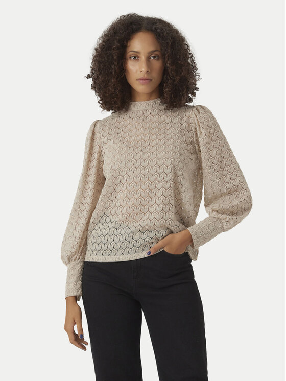 Vero Moda Bluzka Becca 10302894 Beżowy Regular Fit