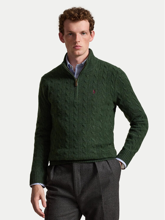 Polo Ralph Lauren Sweter 710876766502 Zielony ciemny Regular Fit
