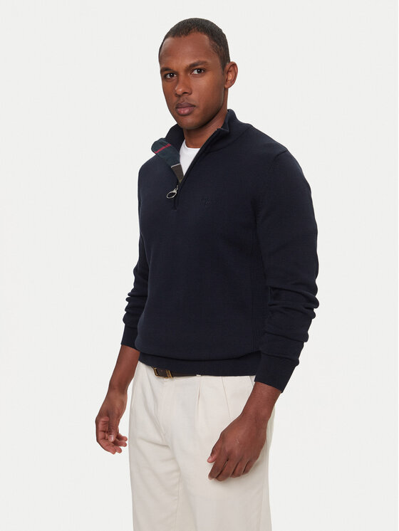 Barbour Sweter Half Zip MKN1074NY91 Granatowy Regular Fit