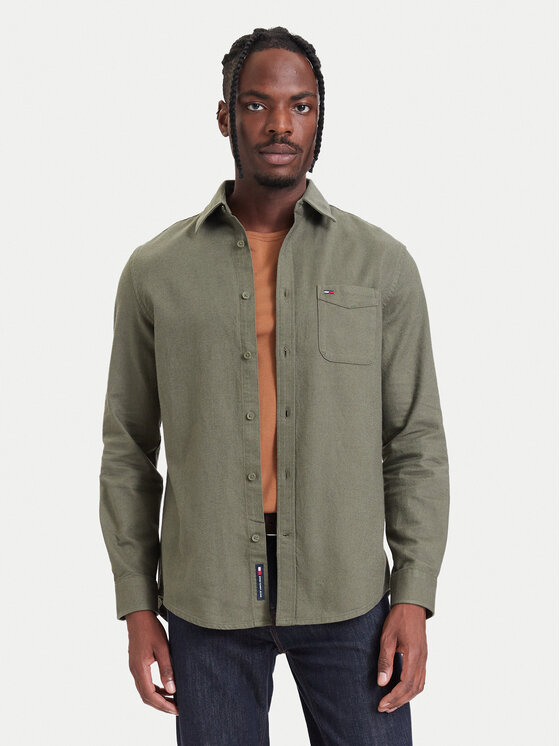 Tommy Jeans Koszula DM0DM23529 Zielony Regular Fit