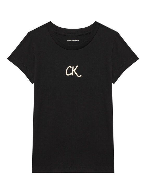 Calvin Klein Jeans T-Shirt Glitter IG0IG02972 D Czarny Slim Fit