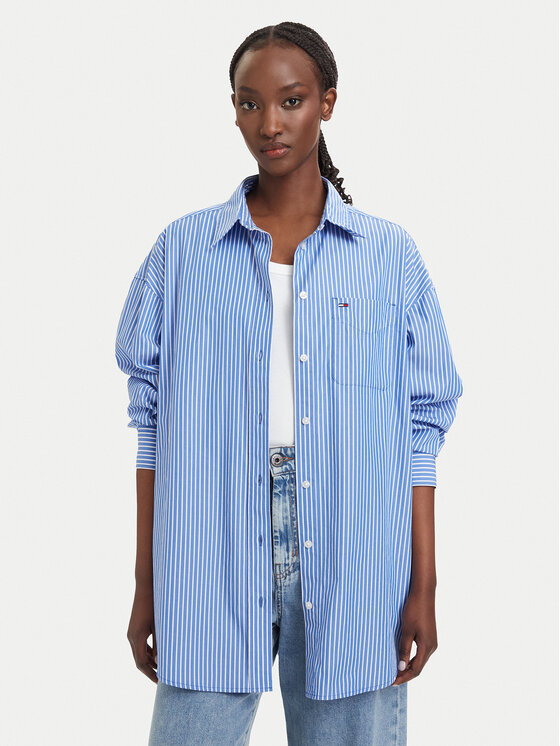 Tommy Jeans Koszula Essential DW0DW22936 Niebieski Oversize