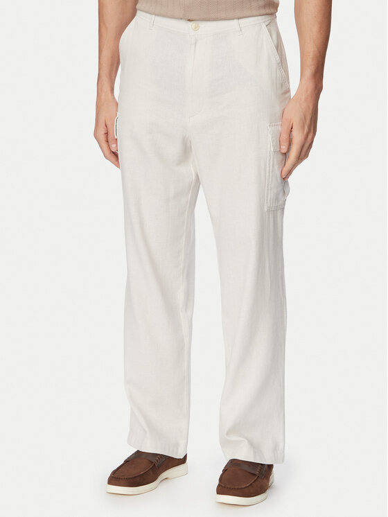 Calvin Klein Jeans Spodnie cargo LV04RF611G Beżowy jasny Relaxed Fit