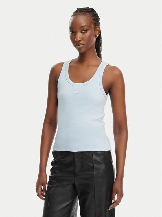 HUGO Top Datamia 50514489 Niebieski jasny Slim Fit