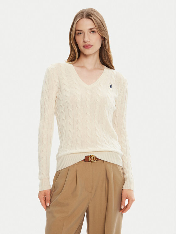 Polo Ralph Lauren Sweter 211971866001 Écru Slim Fit
