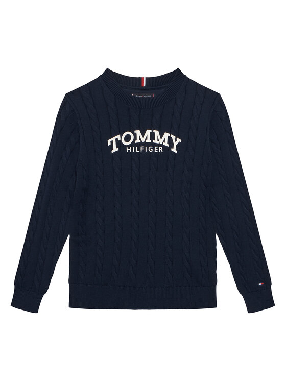 Tommy Hilfiger Sweter Graphic KB0KB10347 D Granatowy Regular Fit