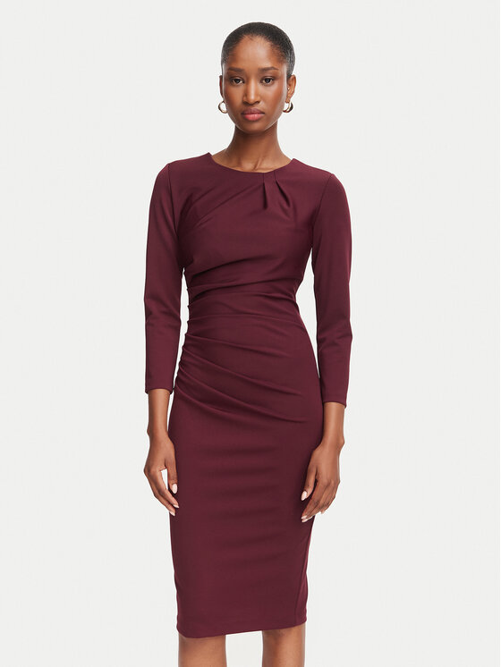 Rinascimento Sukienka koktajlowa CFC0130327003 Bordowy Slim Fit
