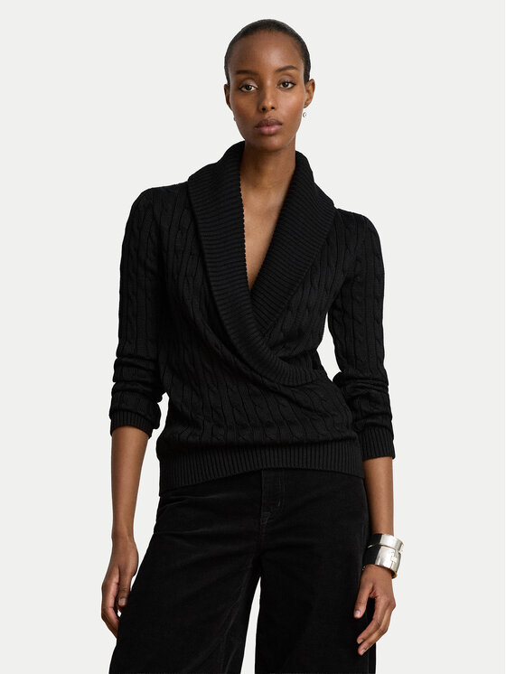 LAUREN RALPH LAUREN Sweter 200P14042001 Czarny Relaxed Fit