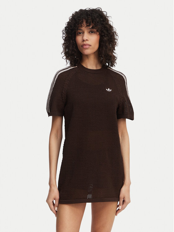adidas Sukienka dzianinowa Knitted Crochet KE0203 Brązowy Loose Fit