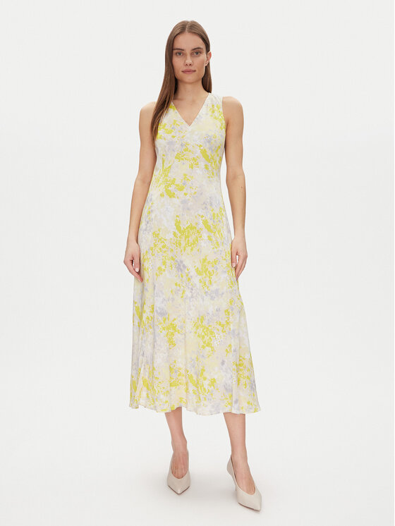 Calvin Klein Sukienka letnia Print Abstract Vn Dress LV044B059G Żółty Regular Fit
