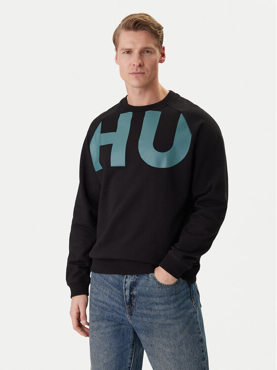 HUGO Bluza Nalfcrew 50552496 Czarny Loose Fit