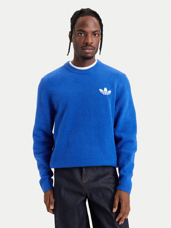 adidas Sweter Trefoil Essentials Fully Knit Sweatshirt KS4890 Niebieski Regular Fit