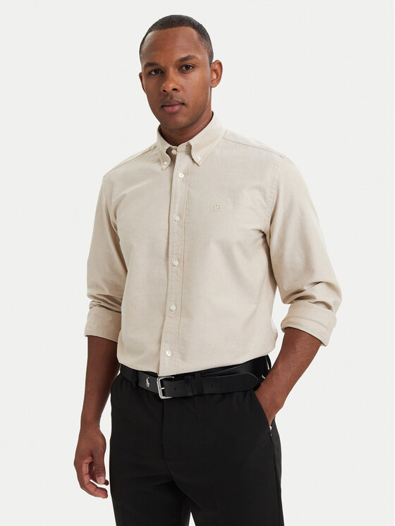 BOSS Koszula H-Liam 50566988 Beżowy Regular Fit