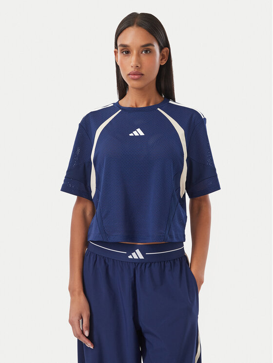 adidas Koszulka techniczna Hyperglam 3-Stripes Color Block KQ5753 Niebieski Loose Fit