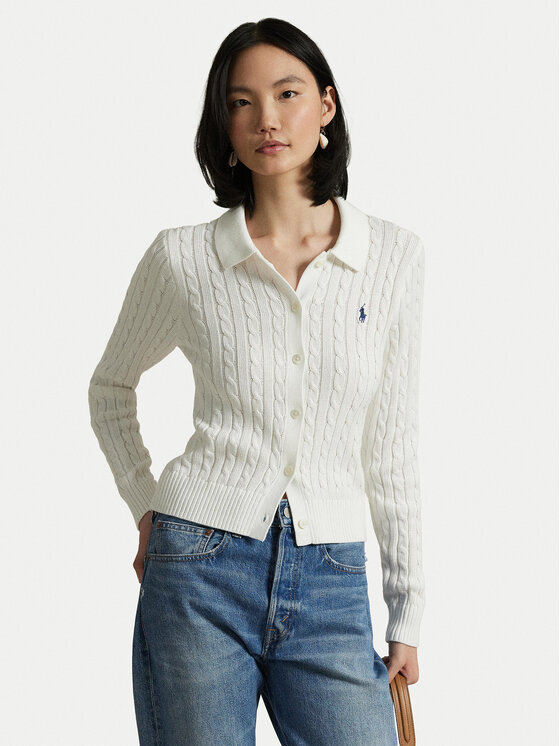 Polo Ralph Lauren Kardigan 211971881001 Biały Slim Fit