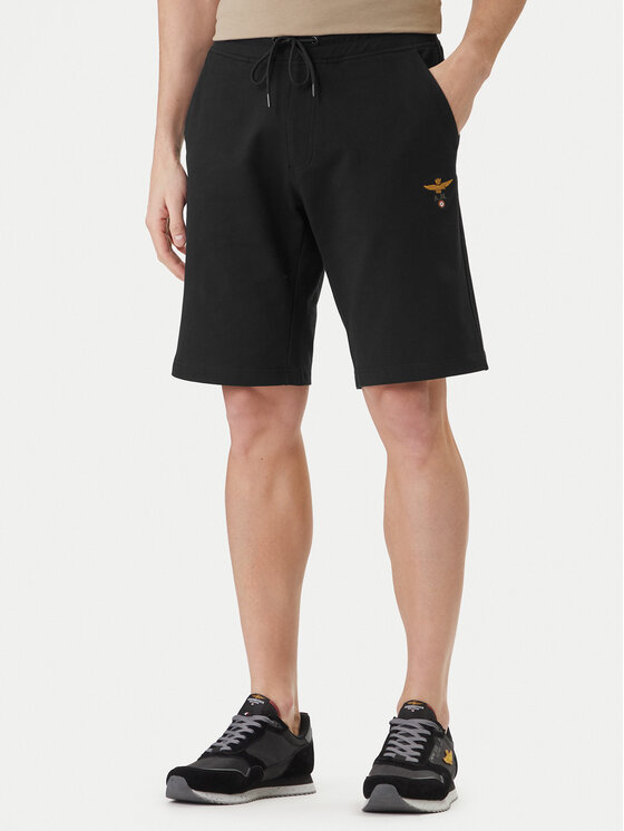 Aeronautica Militare Szorty sportowe 261BF0032UF00674 Czarny Regular Fit